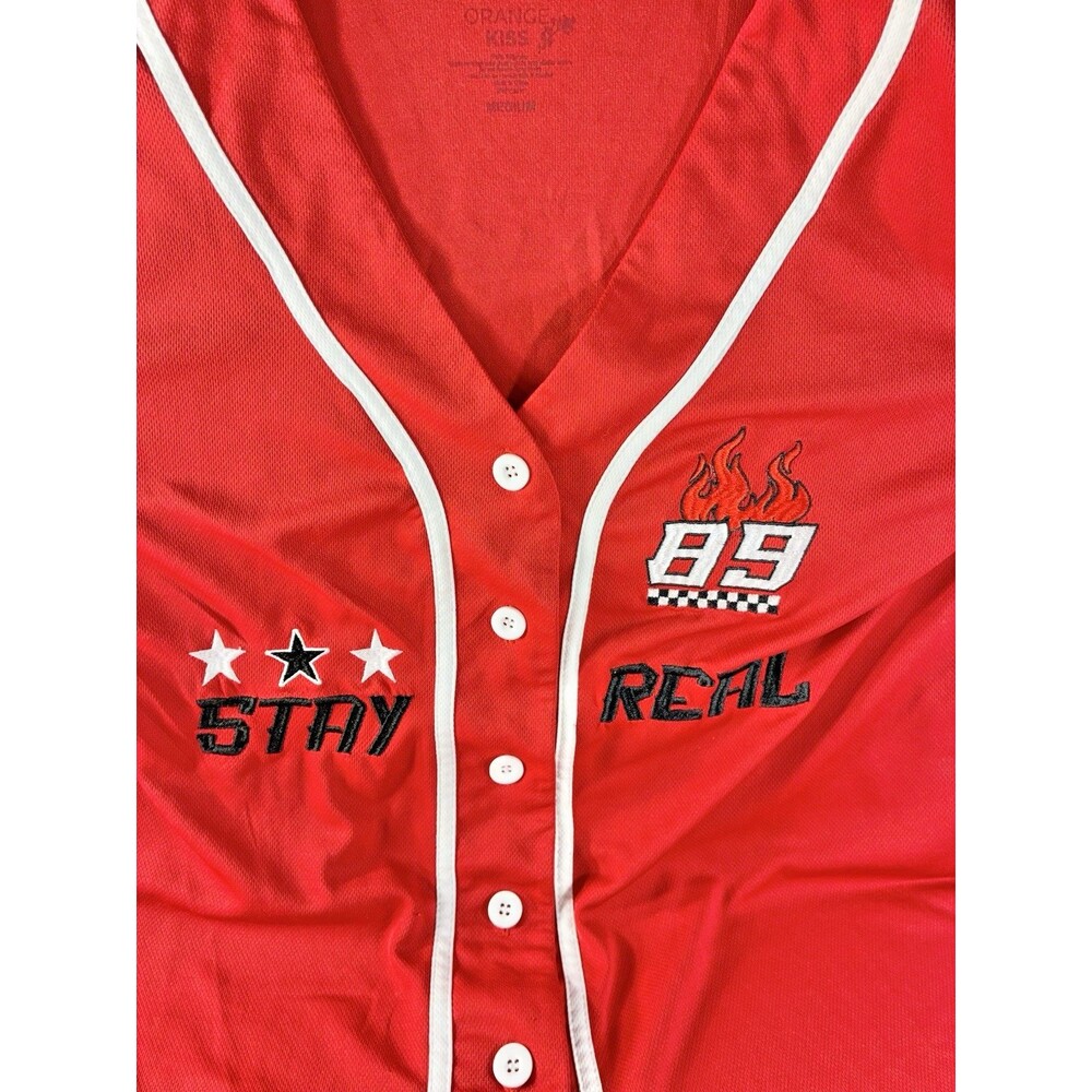 Orange Kiss Stay Real Live Fast 1986 Red Racing Baseball Jersey Men's Medium - Picture 7 of 9